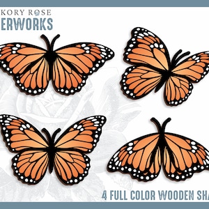 Full Color Wooden Butterfly Cutouts: Laser Cut Birch Wood Shapes