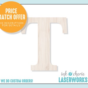 Letter T Cutout Shape, Wood Alphabet Crafting Cutout, DIY Letter Wall Decor, Wood Crafting Shape, Capital Letter Craft Cutout, Blank Wood T