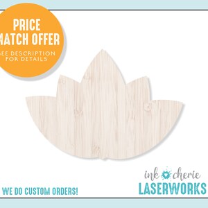 Birch Wood Lotus Cutout: Laser Cut Craft Shape, Flower Wall Decor