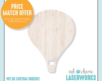 Birch Wood Hot Air Balloon Shape: DIY Craft Cutout