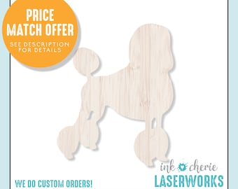 Poodle Dog Wood Cutout: DIY Craft Shape, Unfinished Birch Decor