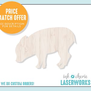 Birch Wood Piglet Shape: DIY Farm Animal Craft Cutout