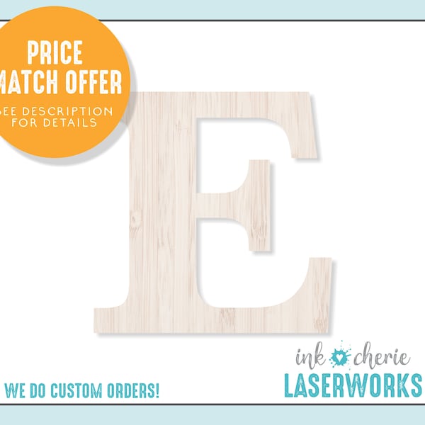 Letter E Cutout Shape, Wood Alphabet Crafting Cutout, DIY Letter Wall Decor, Wood Crafting Shape, Capital Letter Craft Cutout, Blank Wood E