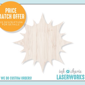 Laser Cut Sun Shape: 1/4&quot; Birch Wood Craft Supplies