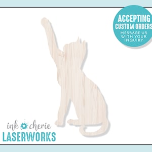 Birch Wood Cat Cutout: Laser Cut Craft Shape