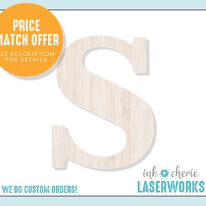 Wood Letter S: Unfinished Birch, DIY Craft Cutout
