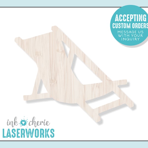 Wood Beach Chair Cutout, Wooden Craft Supplies, Wood Crafting Shapes, Laser Cut Beach Chair Shape, Laser Cut Wood Shape for Crafting