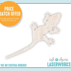 Crested Gecko Wood Cutout: Paintable DIY Craft Shape