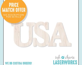 USA Wood Cutout: Unfinished Birch, 4th of July Decor