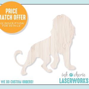 Laser Cut Lion Shape: 1/4&quot; Birch Wood Craft Cutout