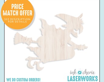 Witch Cutout Shape: Unfinished Birch Wood Halloween Craft