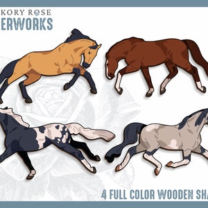 Full Color Wooden Horse Cutouts: Laser Cut Craft Shapes