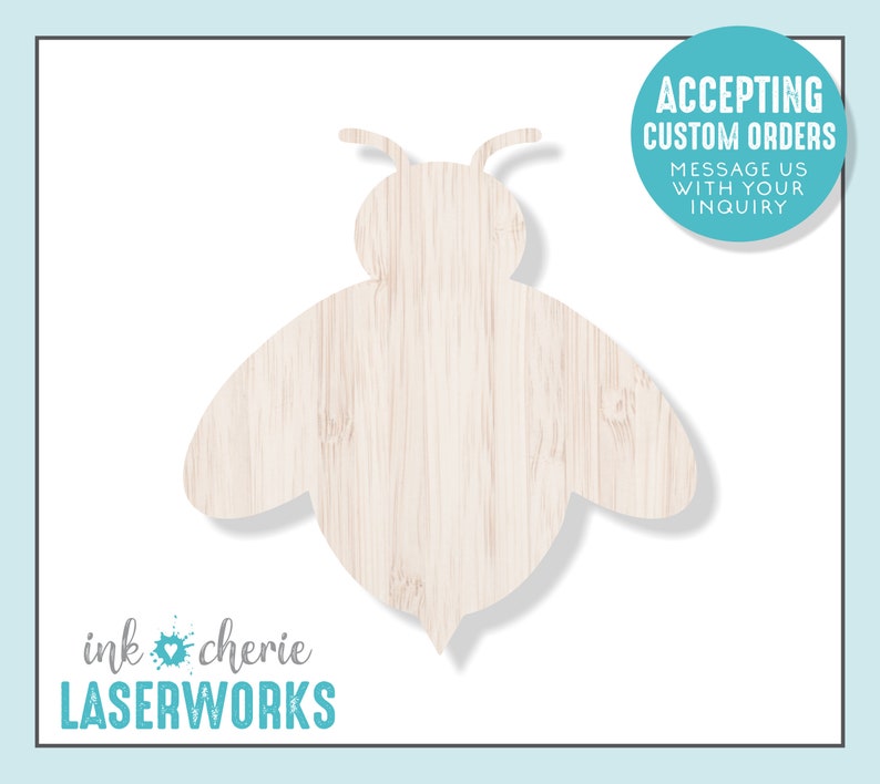 Laser Cut Bumble Bee Shape Laser Cut Wood Shape for Crafting Bee Silhouette Wooden Craft Supplies Wood Bee Cutout Wood Crafting Shapes