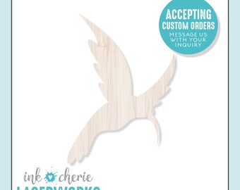 Laser Cut Birch Wood Hummingbird Shape: Unfinished Craft Supply