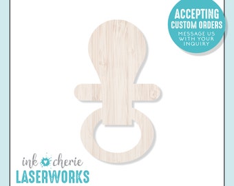 Birch Wood Baby Pacifier Shape: DIY Craft Cutout