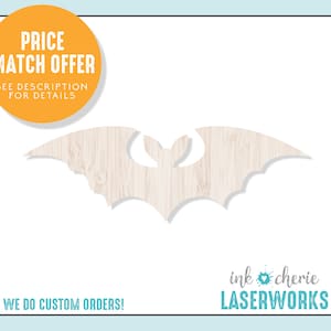 Wooden Bat Cutout: Unfinished Birch Wood Halloween Craft Shape