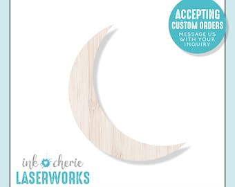 Birch Wood Moon Cutout: Laser Cut Crescent Shape