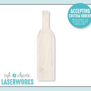 Laser Cut Wine Bottle Shape: Unfinished Birch Wood Craft Supply