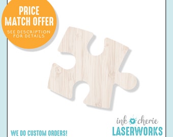 Birch Wood Puzzle Piece Shape: DIY Craft Cutout