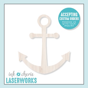 Laser Cut Birch Wood Anchor Shape: Nautical Craft Supply