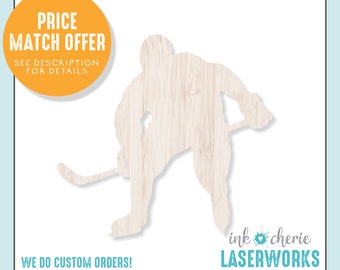 Hockey Player Wood Cutout: DIY Craft Shape, Wall Art Decor