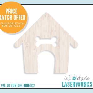 Wooden Doghouse Shape, DIY Doghouse Craft, Laser Cut Doghouse, Dog Craft Shapes, Laser Cut Wood Shape, Doghouse Cutout, Paintable Wood