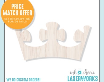Royal Crown Cutout, Wooden Craft Supplies, Wood Crafting Shapes, Laser Cut Crown Shape, Laser Cut Wood Shape for Crafting, Wooden Crown