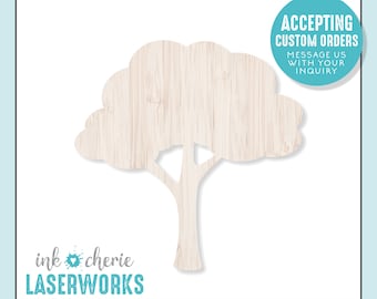Laser Cut Birch Wood Tree Shape: Unfinished Craft Supply