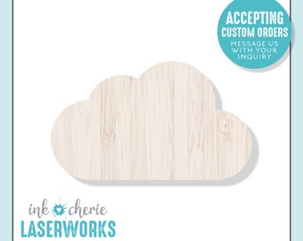 Birch Wood Cloud Cutout: Laser Cut Craft Shape