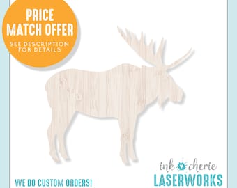 Laser Cut Moose Wood Cutout: Birch Craft Shape