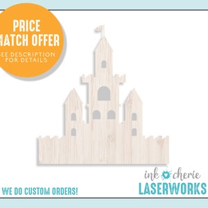 Wooden Castle Cutout Shape: Paintable DIY Craft, Fairytale Silhouette