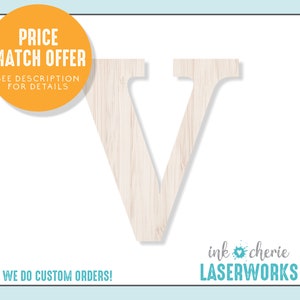 Wood Letter V: Unfinished Birch, DIY Craft Cutout
