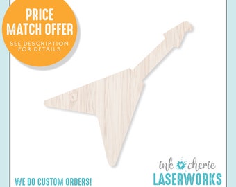 Electric Guitar Cutout: Unfinished Birch Wood Shape, DIY Craft