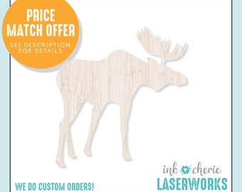 Laser Cut Moose Wood Cutout: Birch Craft Shape