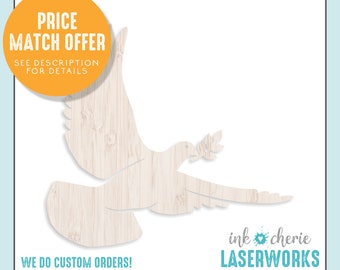 Laser Cut Wood Dove: Unfinished Birch Craft Shape