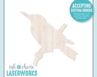 Birch Wood Bird Cutout: Laser Cut Craft Shape