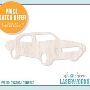 Muscle Car Shape Cutout: 1/4&quot; Birch Wood, Paintable Car Craft