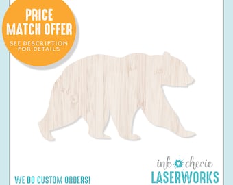 Birch Wood Grizzly Bear Shape: DIY Craft Cutout