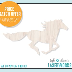 Galloping Horse Wood Cutout: DIY Craft Shape, Wall Art Decor