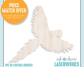 Laser Cut Birch Wood Parrot Shape: Unfinished Craft Supply
