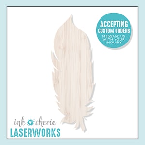 Laser Cut Birch Wood Feather Shape: Craft Supplies