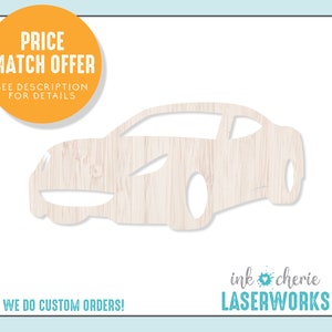 Laser Cut Birch Wood Sports Car Shape: Unfinished Craft Supply