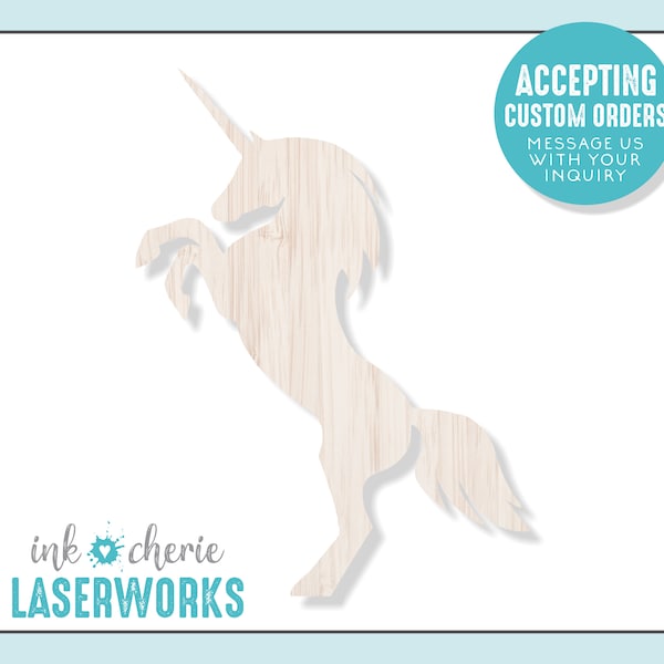 Wood Unicorn Cutout, Wooden Craft Supplies, Wood Crafting Shapes, Laser Cut Unicorn Shape, Laser Cut Wood Shape for Crafting, Silhouette