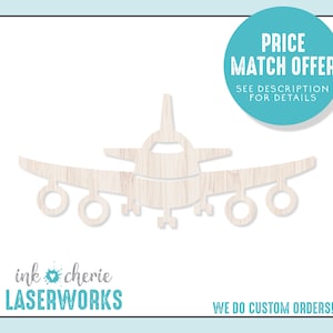 Airplane Shape Cutout, Wood Airplane Crafting Shape, Blank Shape Airplane Front View, DIY Crafting Shape, Paintable Plane Crafting Cutout