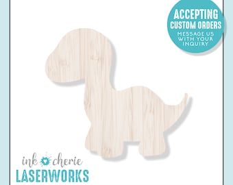 Birch Wood Dinosaur Cutout: Unfinished Laser Cut Craft Shape