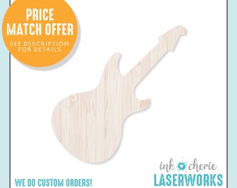 Electric Guitar Cutout: Unfinished Birch Wood Laser Cut Shape