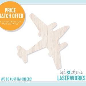 Birch Wood Warbird Cutout: Unfinished Military Plane Shape