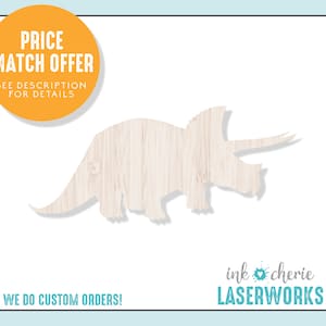 Birch Wood Triceratops Cutout: DIY Craft Shape