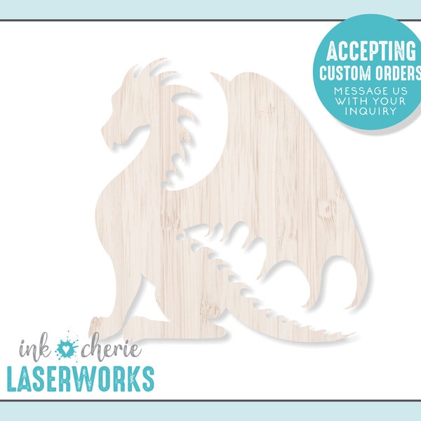 Wood Dragon Shape, Wooden Craft Supplies, Wood Crafting Shapes, Laser Cut Dragon Cutout, Laser Cut Wood Shapes for Crafting, Dragon Craft