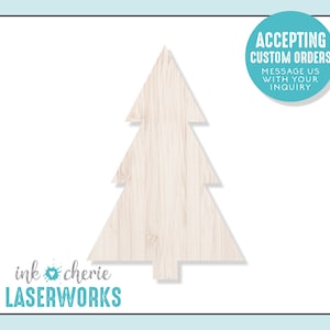 Laser Cut Birch Wood Fir Tree Shape: Unfinished Wood Craft